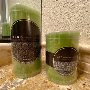 Led candles with timer. 6” and 4”. NWT Pear scent.